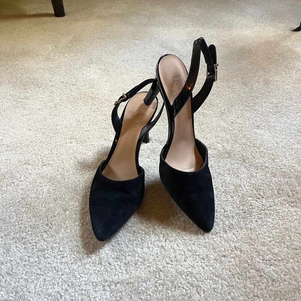 Women's black suede & patent shoe
